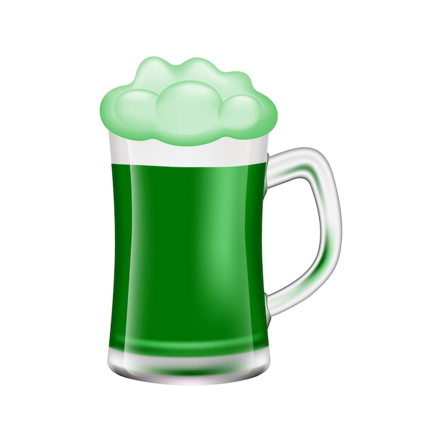 Vector glass goblet with ale, green beer. full glass with foamy beer isolated on white background. vector