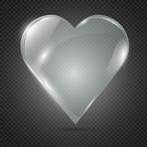 Glass heart on a transparent background, illustration.