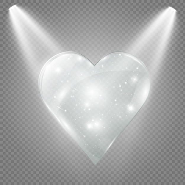 Glass heart on a transparent background, illustration.