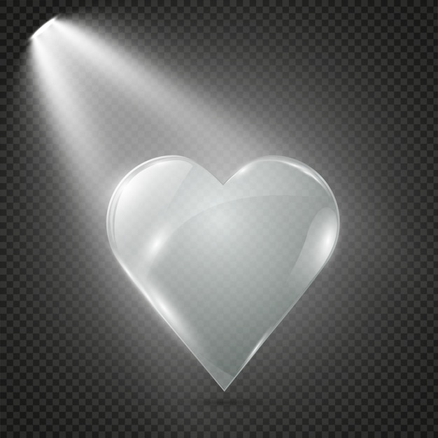 Glass heart on a transparent background, illustration.