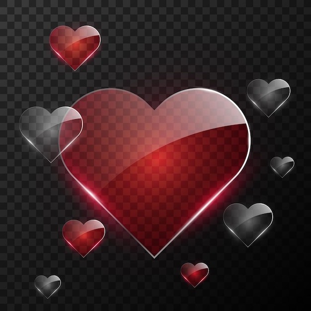 Вектор Стеклянное сердце вектор современное стеклянное сердце с элементами освещения на темном фоне