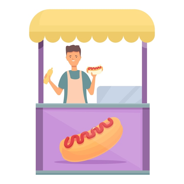 Vettore icona del venditore di hot dog in vetro vettore cartoon carrello per chiosco di cibo di strada