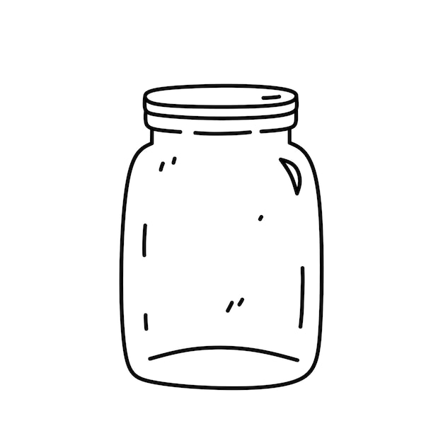 白い背景の手描き落書きイラストを分離したガラスの瓶