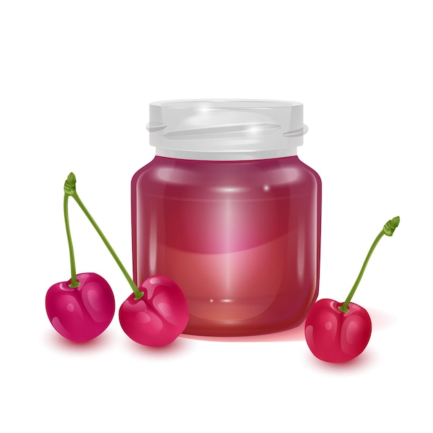 Glass jar with Apple jam illustration