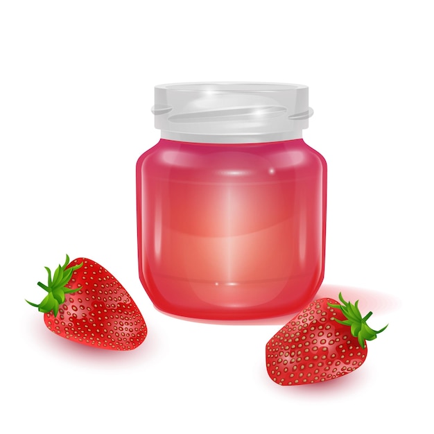 Vector glass jar with apple jam illustration