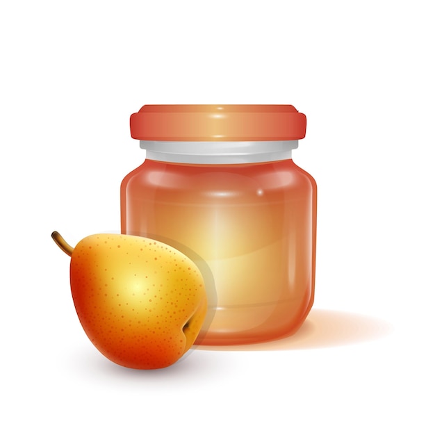 Vector glass jar with apple jam illustration