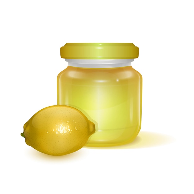 Glass jar with apple jam illustration