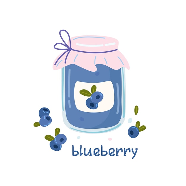 glass jar with blueberry jam