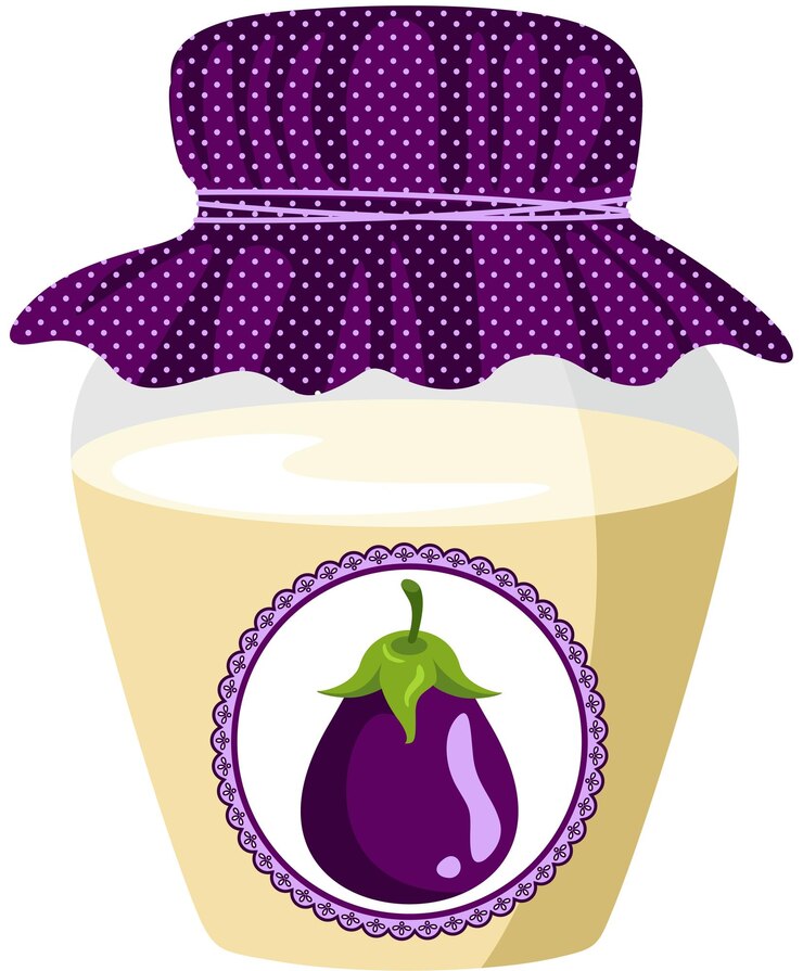 Vector glass jar with eggplant jam