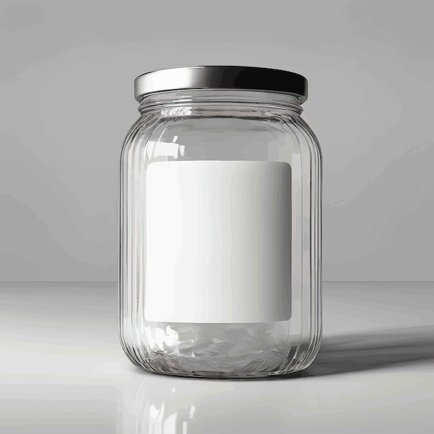 Vector glass jar with empty white blank labelglass jar with empty white blank labeljar with empty blank lab