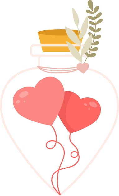 Vector glass jar with heart balloons