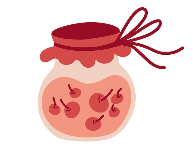 Vaso di vetro con marmellata. marmellata fatta in casa con frutti di bosco in un vasetto carino. alimentazione sana, sostituzione dello zucchero. illustrazione vettoriale isolato su sfondo trasparente.