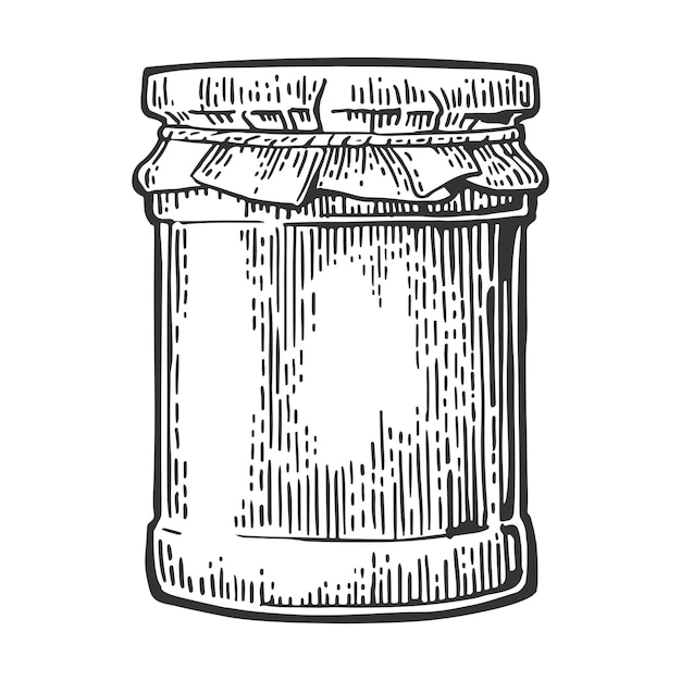 Glass Jar with jam and packaging paper