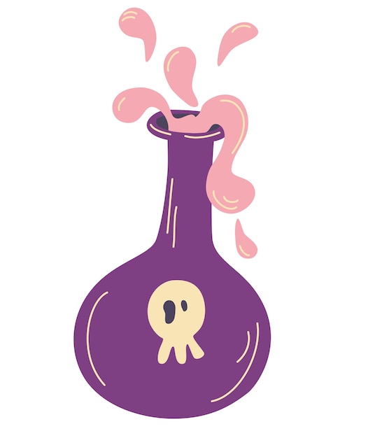 Glass jar with a poisonous liquid. Poison and Love potion. Magic symbol. Witch Potion. Halloween 
