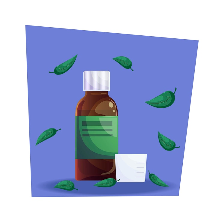 Vector a glass jar with syrup a measuring cup and falling leaves on a blue background vector cartoon