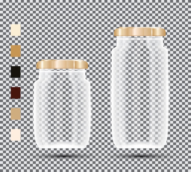 Glass Jars on Transparent Background.