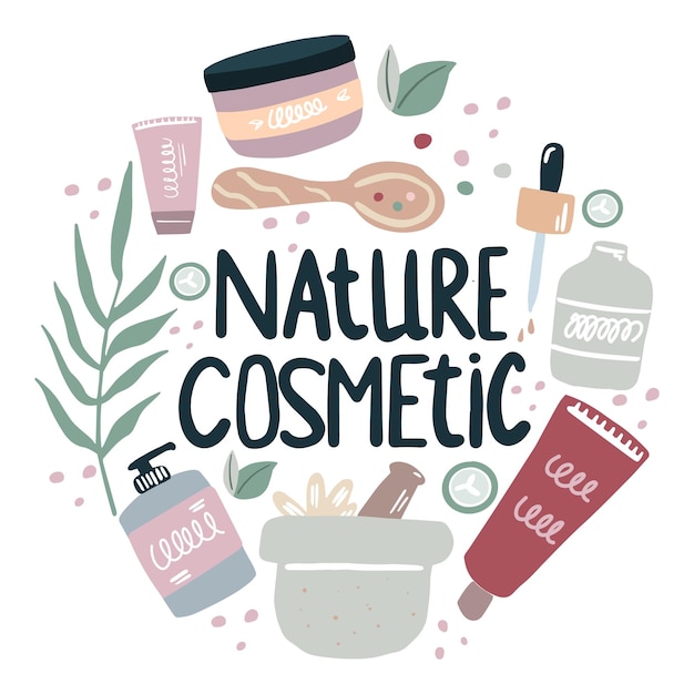 Barattoli di vetro e tubi di cosmetici biologici. cosmetici naturali alle erbe.