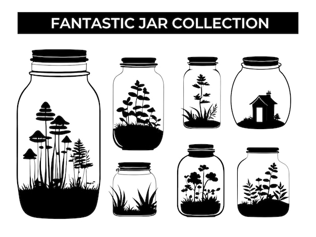 Glass jars with plants