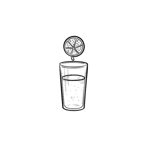 Glass of juice hand drawn outline doodle icon. Refreshing orange juice vector sketch illustration for print, web, mobile and infographics isolated on white background.
