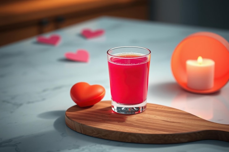 Vector a glass of juice sits on a wooden board next to a candle