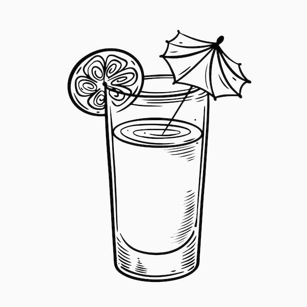 Un bicchiere di succo con sopra una fetta di limone e un ombrello.