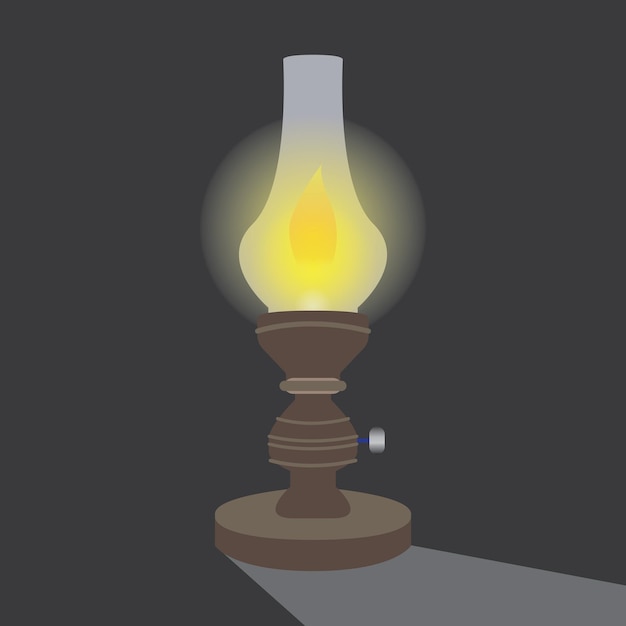 Glass kerosene lamp vector