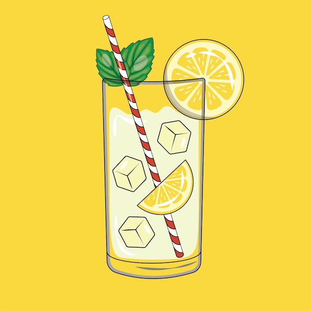 Vector a glass of lemonade ice fresh and cold lemonade illustration vector graphic