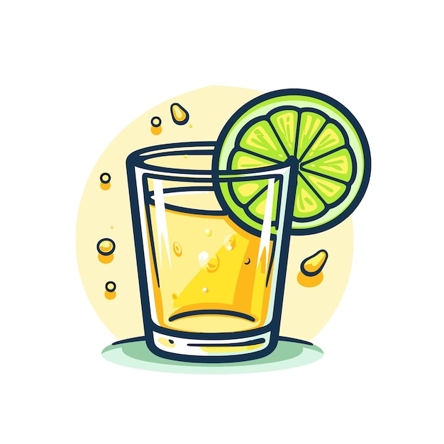 Premium Vector | A glass of lemonade is next to a lime.