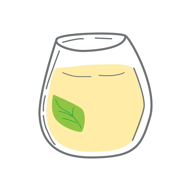 Glass of lemonade with mint leaves Vector illustration isolated Glass with fresh beverage and mint