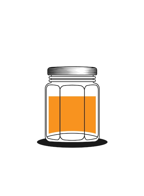 Vector glass mason jar of honey in modern flat vector illustration