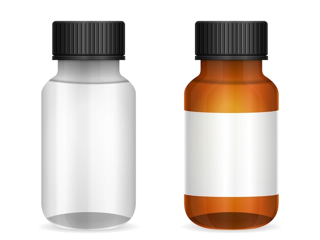 Набор стеклянных медицинских бутылок