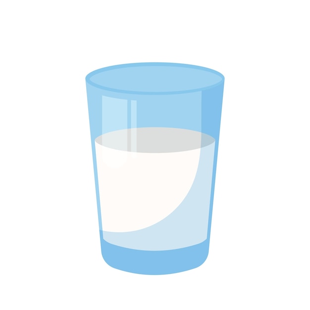 A glass of milk in flat cartoon style