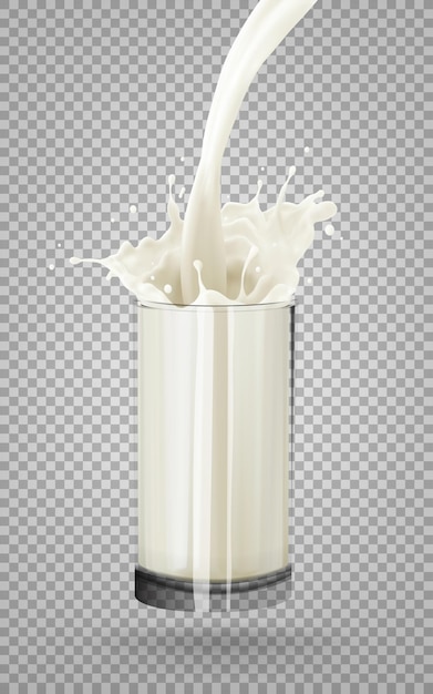 glass of milk jet milky splash vector realistic liquid white splash on isolated background 3d ill