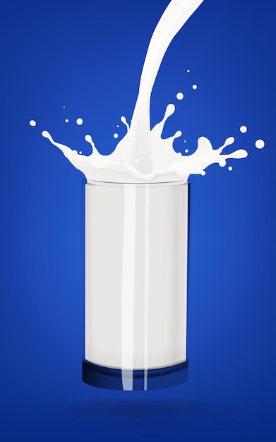 Vettore bicchiere di latte a getto di latte splash vettore realistico liquido bianco splash su sfondo isolato 3d ill