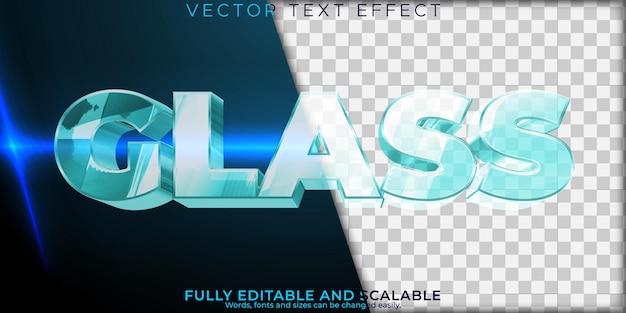 Vector glass mirror text effect editable transparent and plastic text style