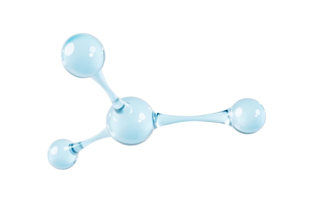 Glass molecule model 3D abstract molecular structure on white background Vector 3d illustration