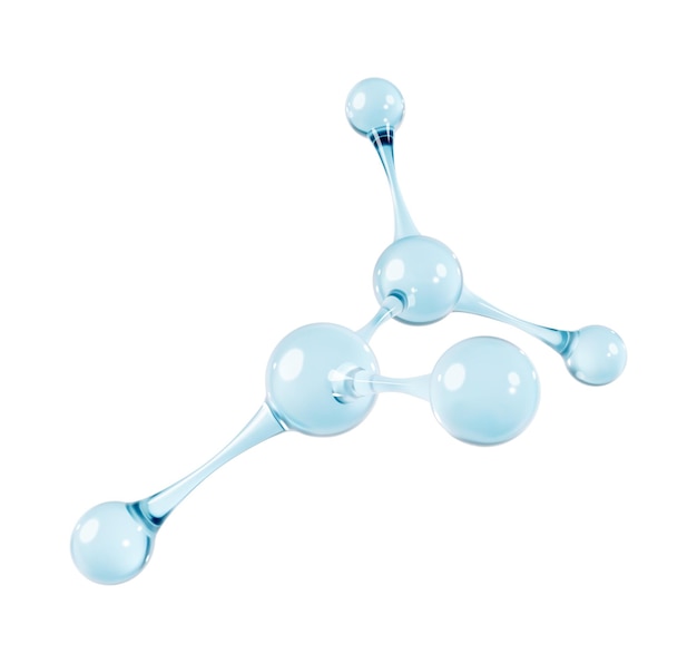 Glass molecule model 3D abstract molecular structure on white background Vector 3d illustration