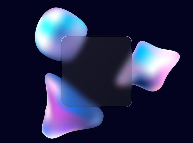Вектор Концепция морфизма стекла с трехмерными геометрическими формами эффект мороженого стекла на черном фоне