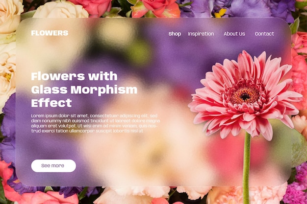 Glass Morphism Homepage Flowers