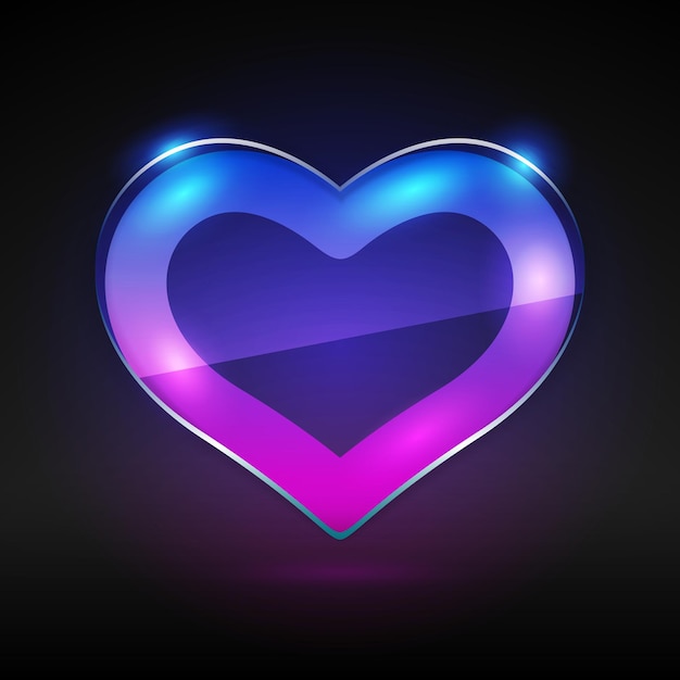 Vector glass neon heart icon