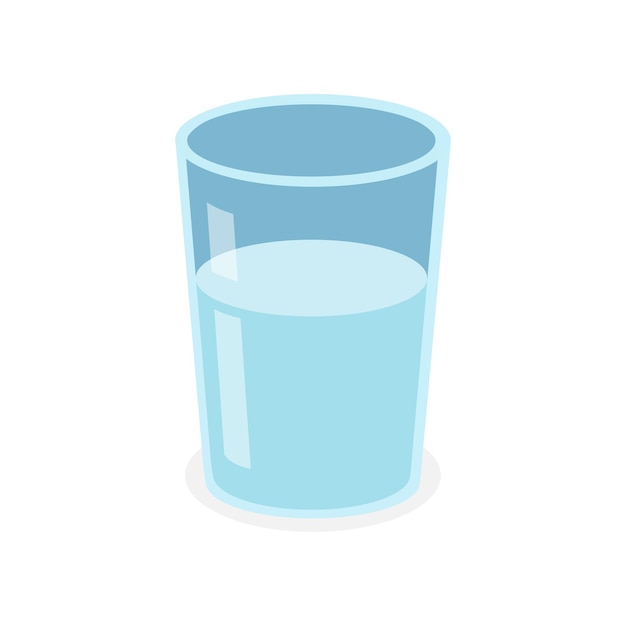 벡터 물 아이콘 고립 된 벡터로 채워진 물 마시는 파란색 투명 유리의 유리
