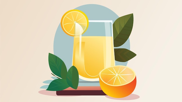 Vector a glass of orange juice with a slice of orange next to it