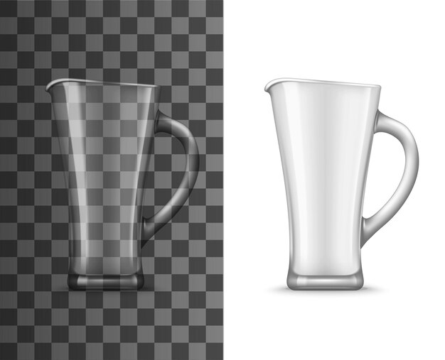 Vector glass pitcher realistic mockup of drink conteiner
