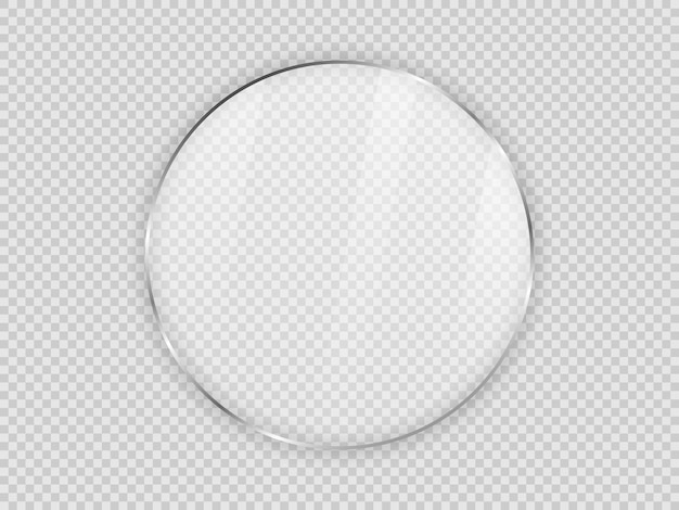 Vector glass plate in circle frame isolated on transparent background. vector illustration.