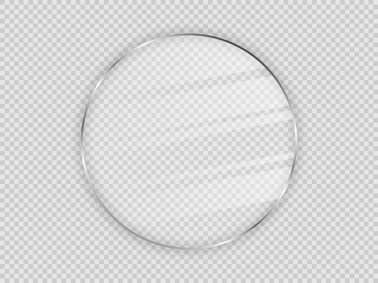 Vector glass plate in circle frame isolated on transparent background. vector illustration.