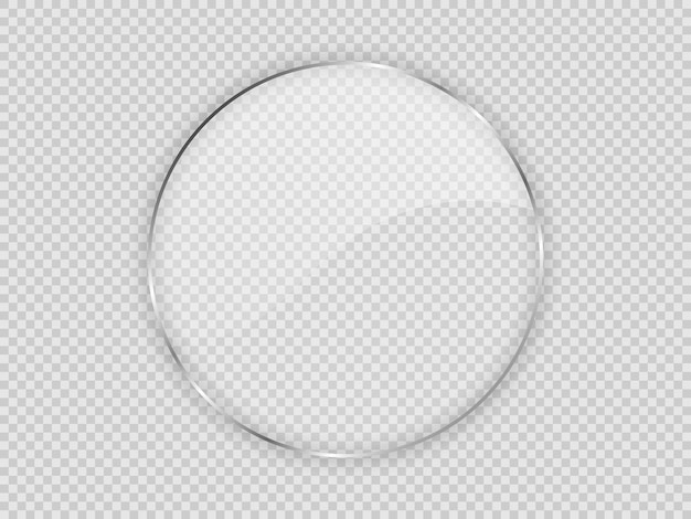 Vector glass plate in circle frame isolated on transparent background vector illustration