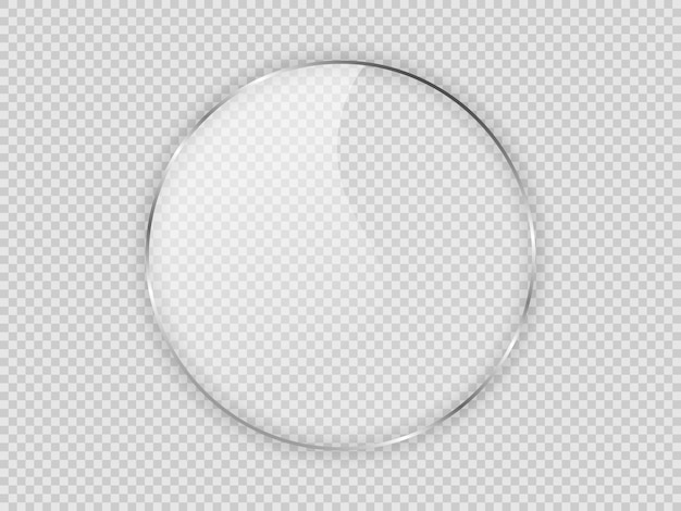 Vector glass plate in circle frame isolated on transparent background vector illustration