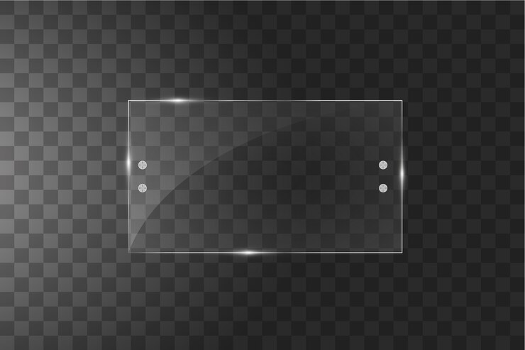 Vector glass plate isolated on dark