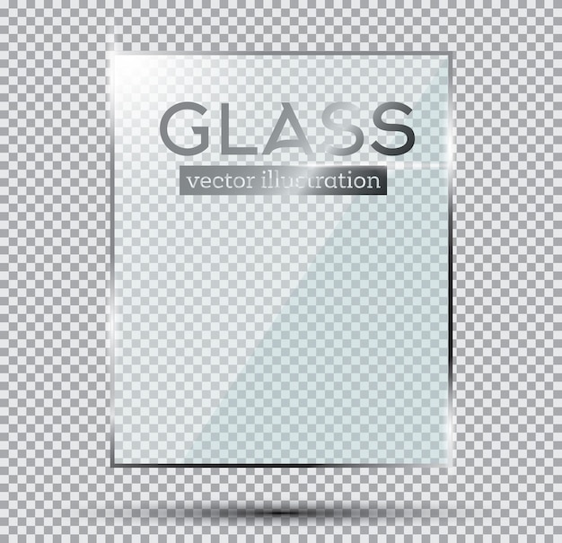 Vector glass plate isolated on transparent background.