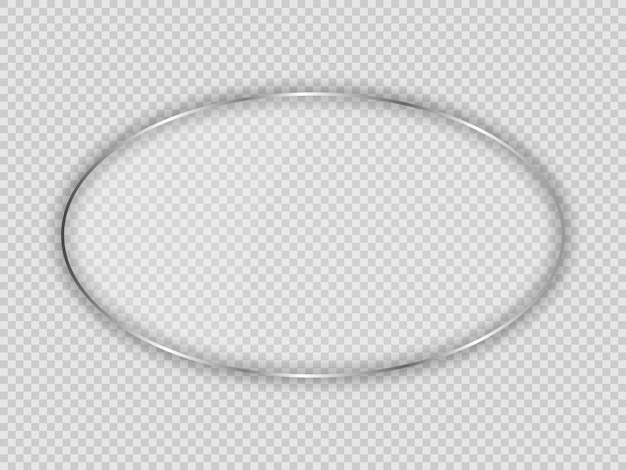 Glass plate in oval frame isolated on transparent background. vector illustration.